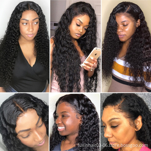 30 Inch Kinky Curly Wigs Lace Front 13X6 Human Hair Deep Curly Human Hair Wigs Full Lace Human Hair Wig with Bangs Loose